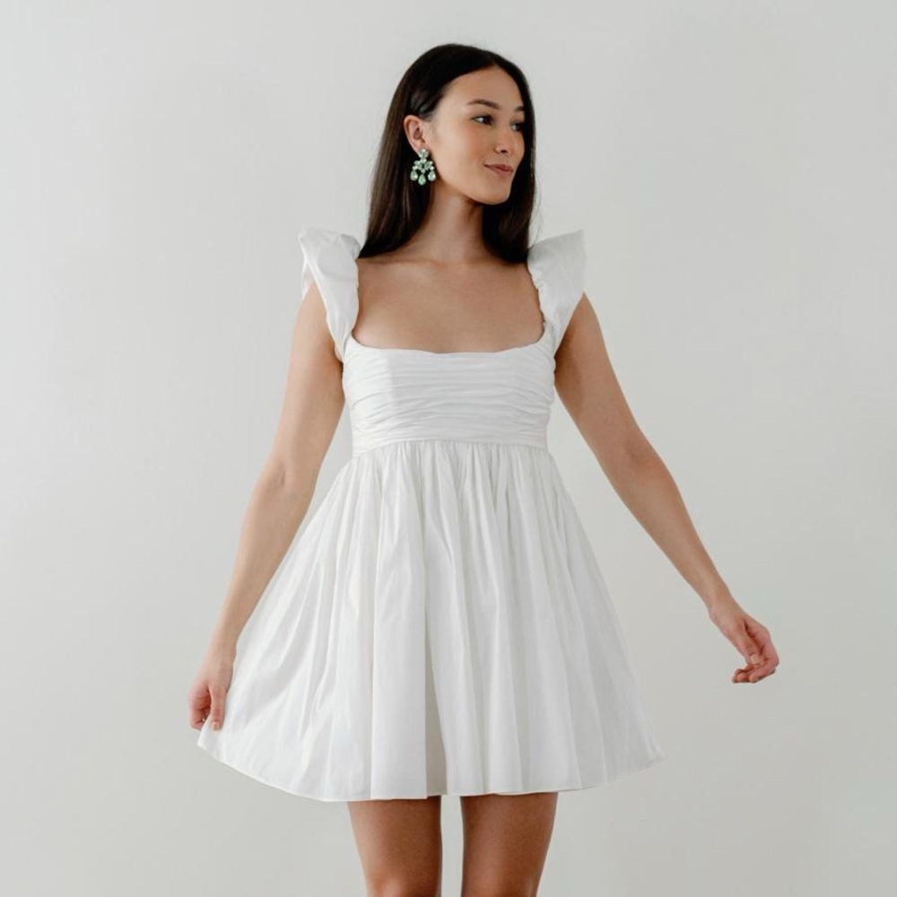 Watters Pavlova Square-Neck Mini Dress